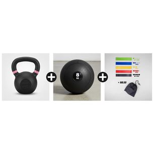 Kit Entrenamiento Funcional Kettlebell 10kg + Slam Ball 8kg Negro