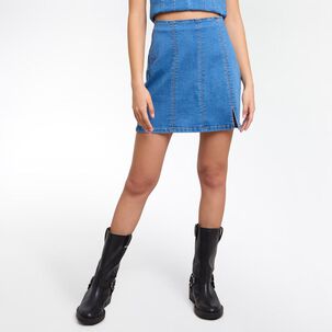 Falda Mini Denim Tiro Medio Skinny Mujer Freedom