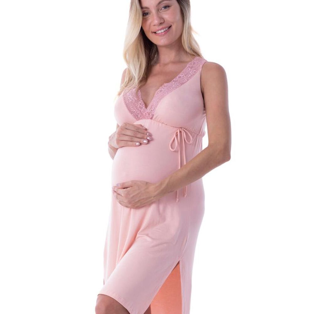 Camisa De Dormir Maternal Y Lactancia Rosa 2rios image number 0.0
