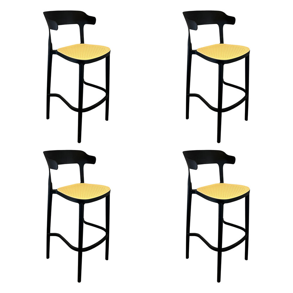 Pack 4 Taburetes Bar Bistro Negra Asiento Beige image number 0.0