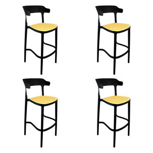 Pack 4 Taburetes Bar Bistro Negra Asiento Beige