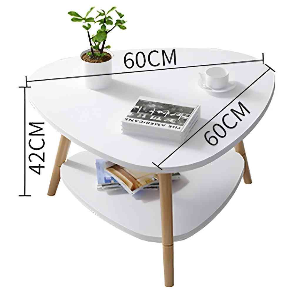 Mesa De Centro Vintage Triangular 60x60x42cm Madera Blanco image number 2.0