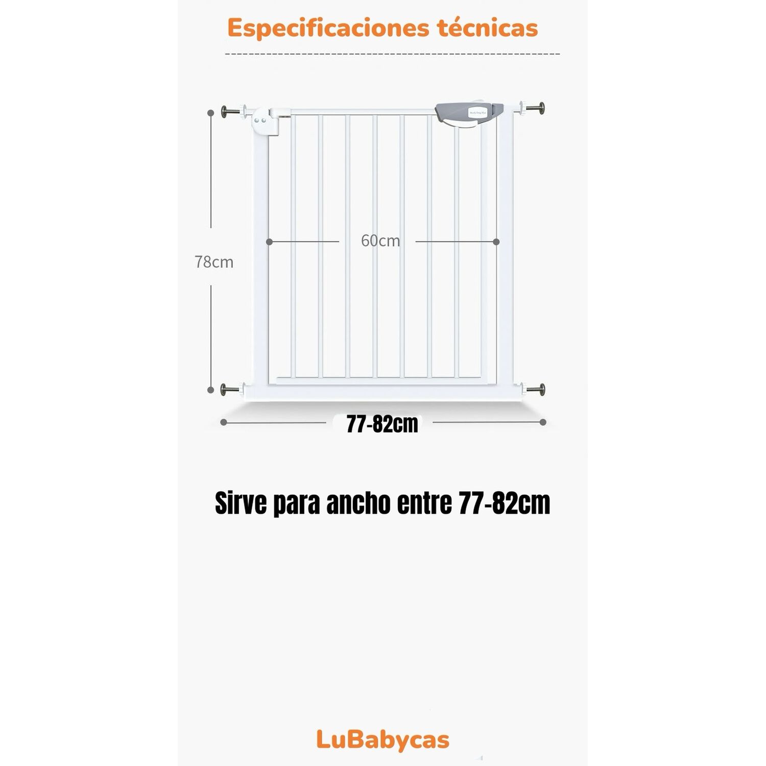 Puerta Seguridad Reja Para Beb&eacute; 77-82cm Lubabycas image number 7.0