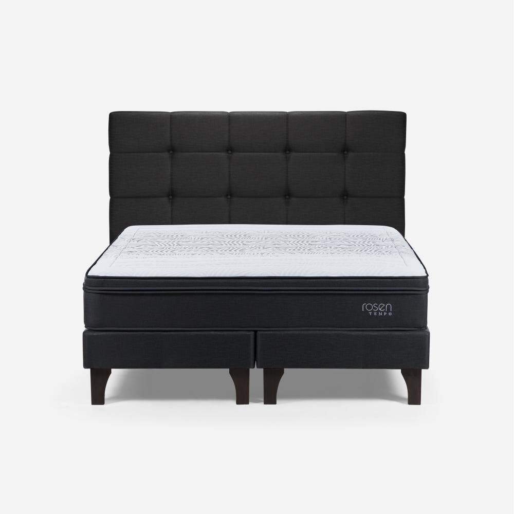 Cama Europea Rosen Tempo / 2 Plazas / Base Dividida + Respaldo Issey Grafito image number 0.0