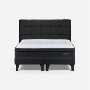 Cama Europea Rosen Tempo / 2 Plazas / Base Dividida + Respaldo Issey Grafito