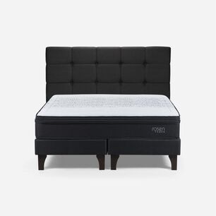 Cama Europea Rosen Tempo / 2 Plazas / Base Dividida + Respaldo Issey Grafito