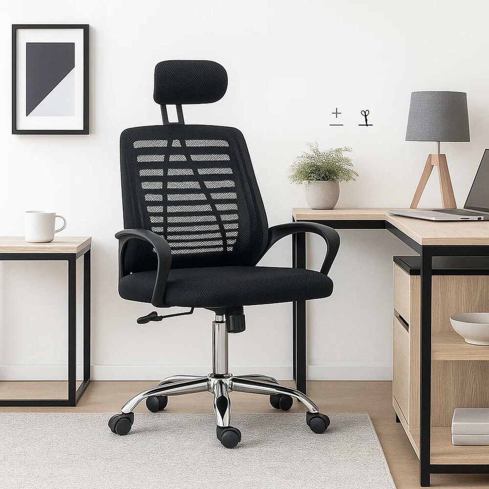 Silla De Oficina Ergos Ergon&oacute;mica Con Cabeza - Negra image number 9.0