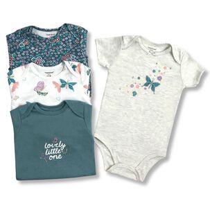 Pack 4 Bodys Ni&ntilde;a Manga Corta Tedmimak 100% Algod&oacute;n Mariposas Azul