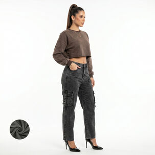 Pantalon Jeans Cargo Forro Polar Mujer