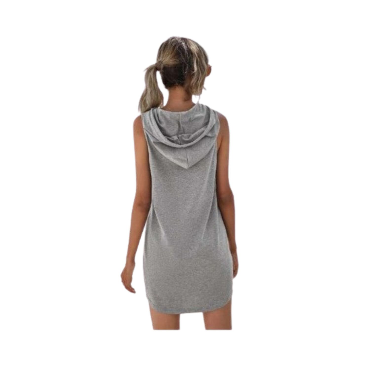 Vestido Deportivo Corto Suelto Sin Manga Con Capucha Verano image number 3.0