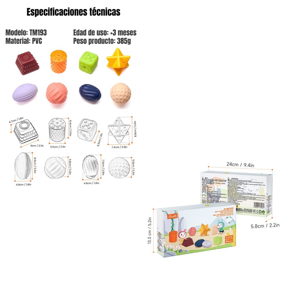 Juguete Sensorial Bloques Pelotas Mordedor Tm193 Lubabycas image number 1.0
