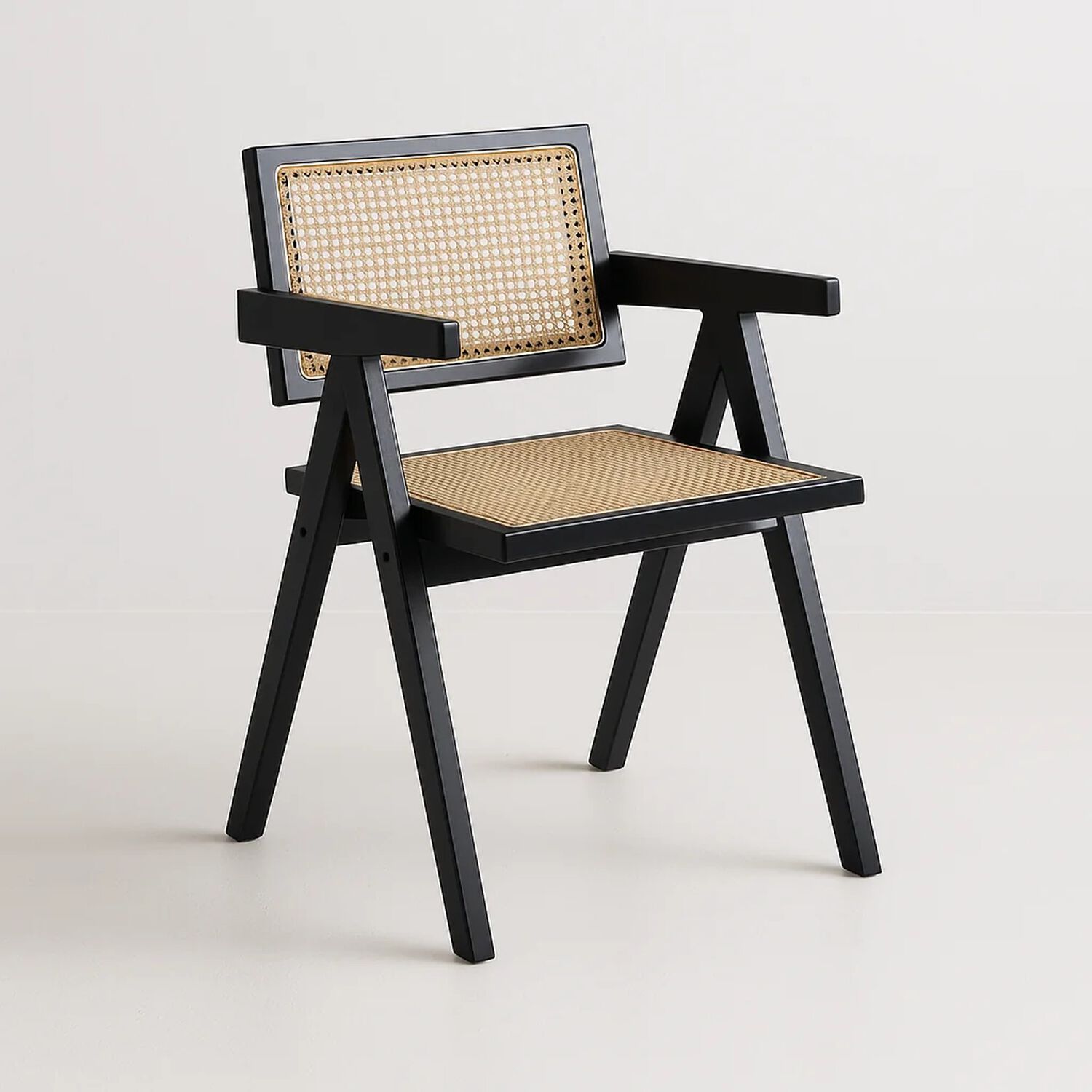 Silla Sitial Butaca Chandigarh Madera Rattan Negra image number 1.0