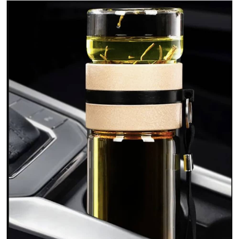 Botella Infusor Vidrio Borosilicato Infusi&oacute;n Separado De T&eacute; Blanco image number 1.0