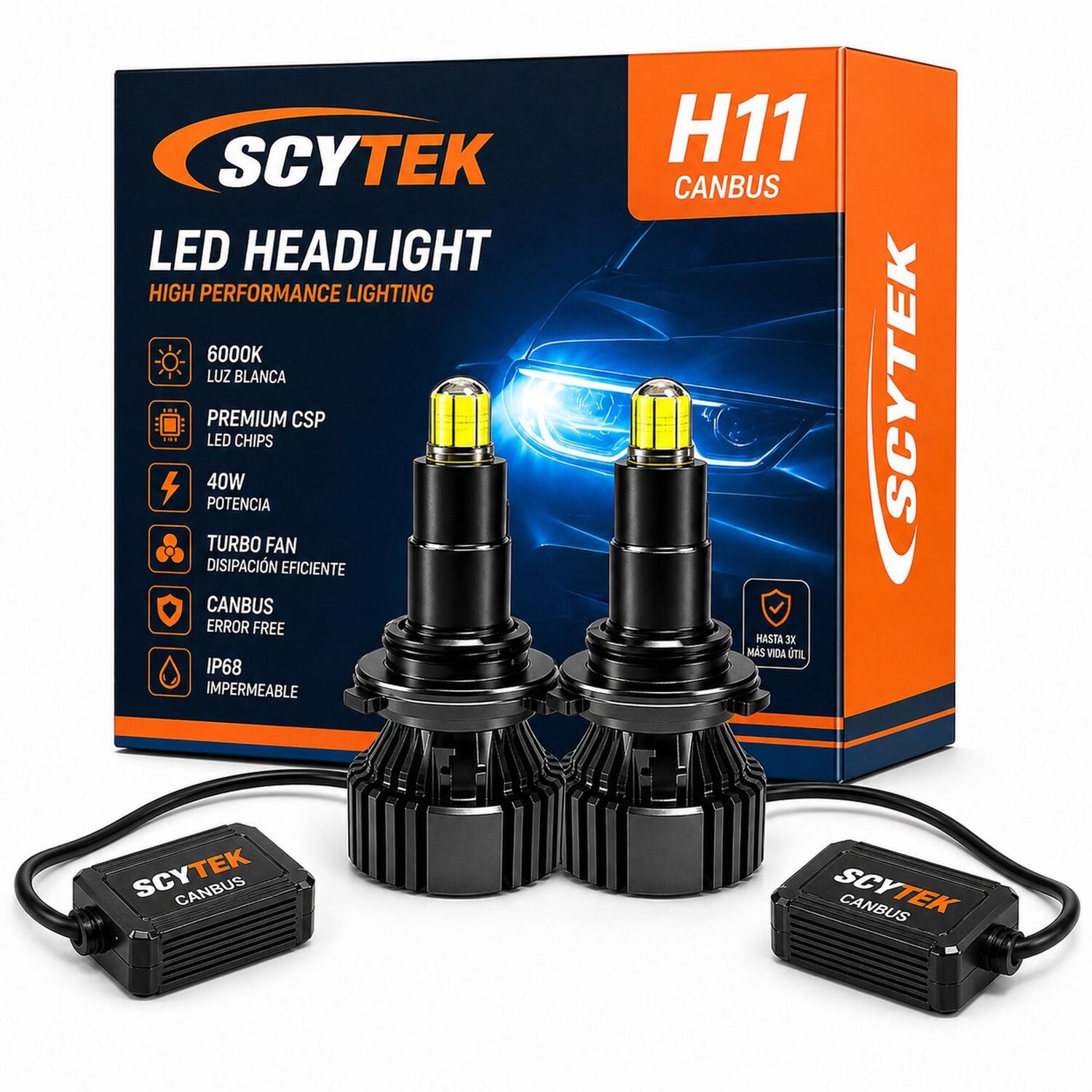 Kit De Luces Turbo Led H11 Canbus 12000lm 3d 360&deg; 40w 6000k image number 0.0