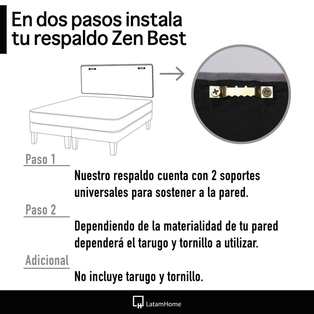 Cama Europea Zen Best Tela Velvet Palo Rosa 2 Plazas image number 4.0