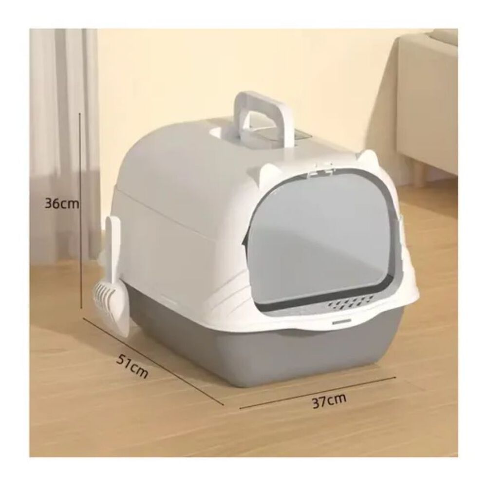 Arenero Ba&ntilde;o Sanitario De Gatos Tapa Plegable Grande Gris image number 1.0
