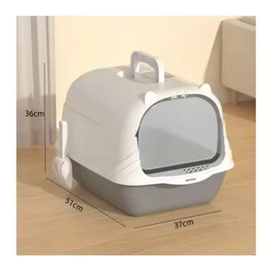 Arenero Ba&ntilde;o Sanitario De Gatos Tapa Plegable Grande Gris
