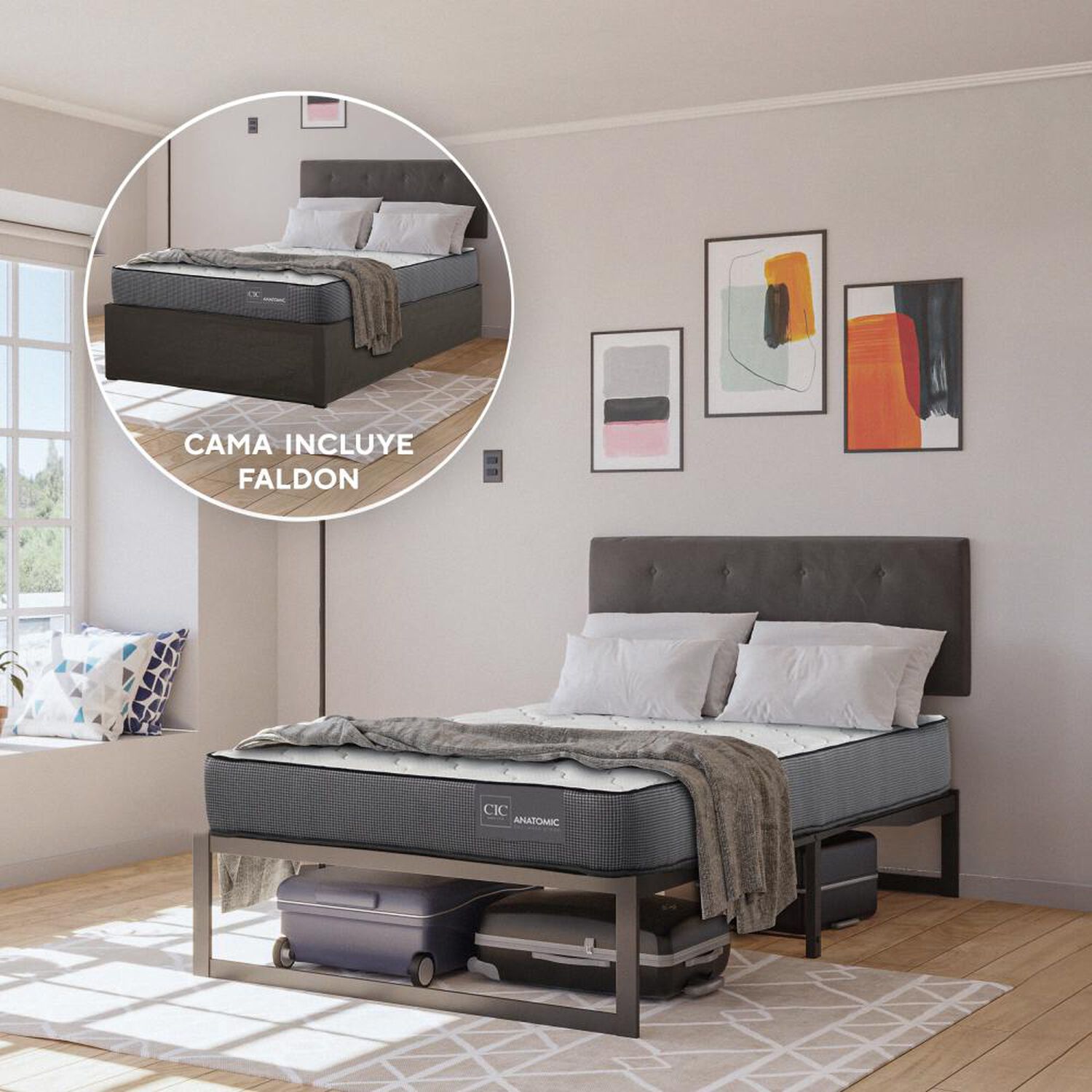 Cama Met&aacute;lica Cic Iron Smart Anatomic / 1.5 Plazas / Base Normal image number 7.0