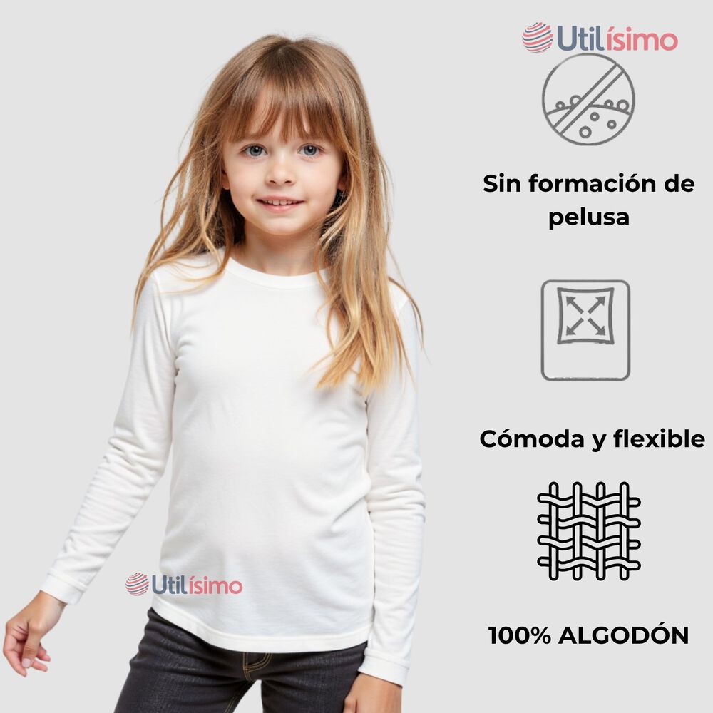 Camiseta Algodón Manga Larga Polera Niña Primera Capa Blanco Y Negro image number 4.0