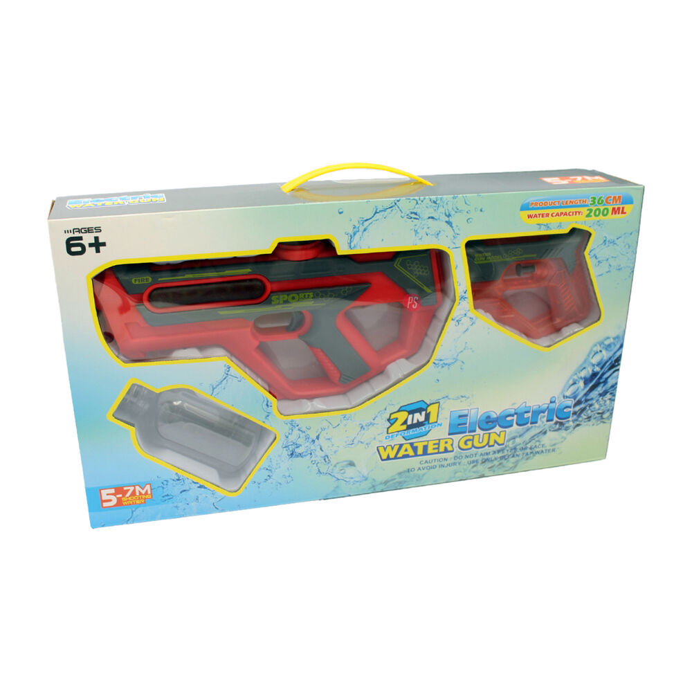 Escopeta Pistola Lanza Agua 2 En 1 Recargable Rojo - Ps image number 3.0