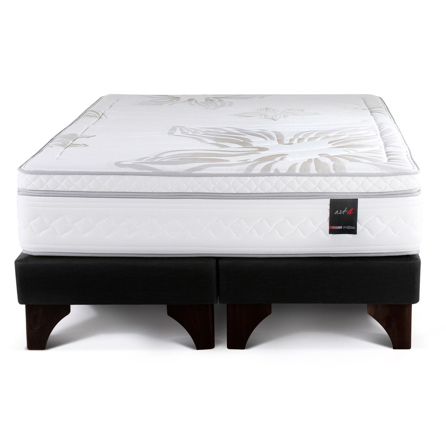 Cama Europea Rosen Art 4 / 2 Plazas / Base Dividida + Respaldo Rachel image number 1.0