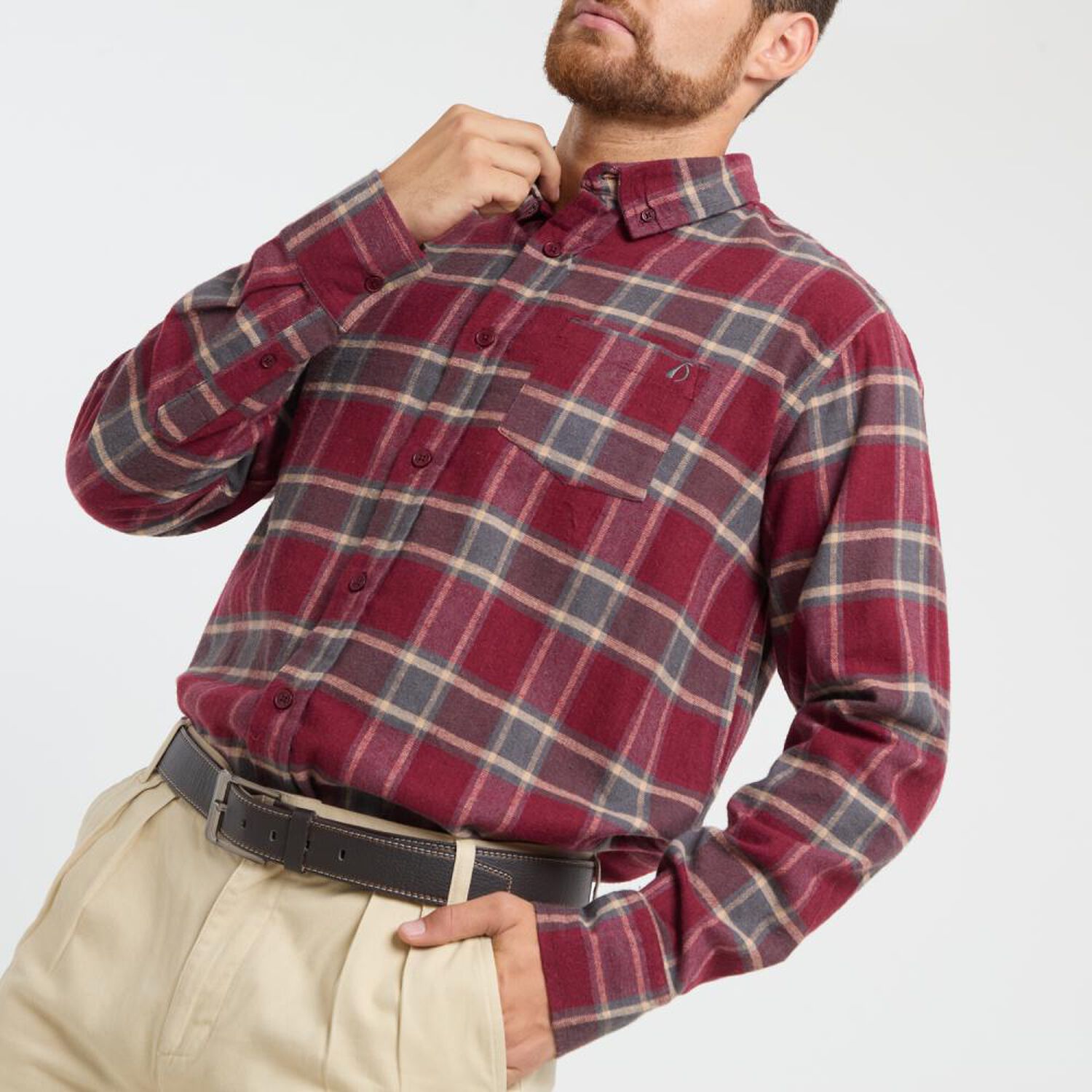 Camisa Bloque Color Slim Manga Larga Hombre Herald image number 4.0