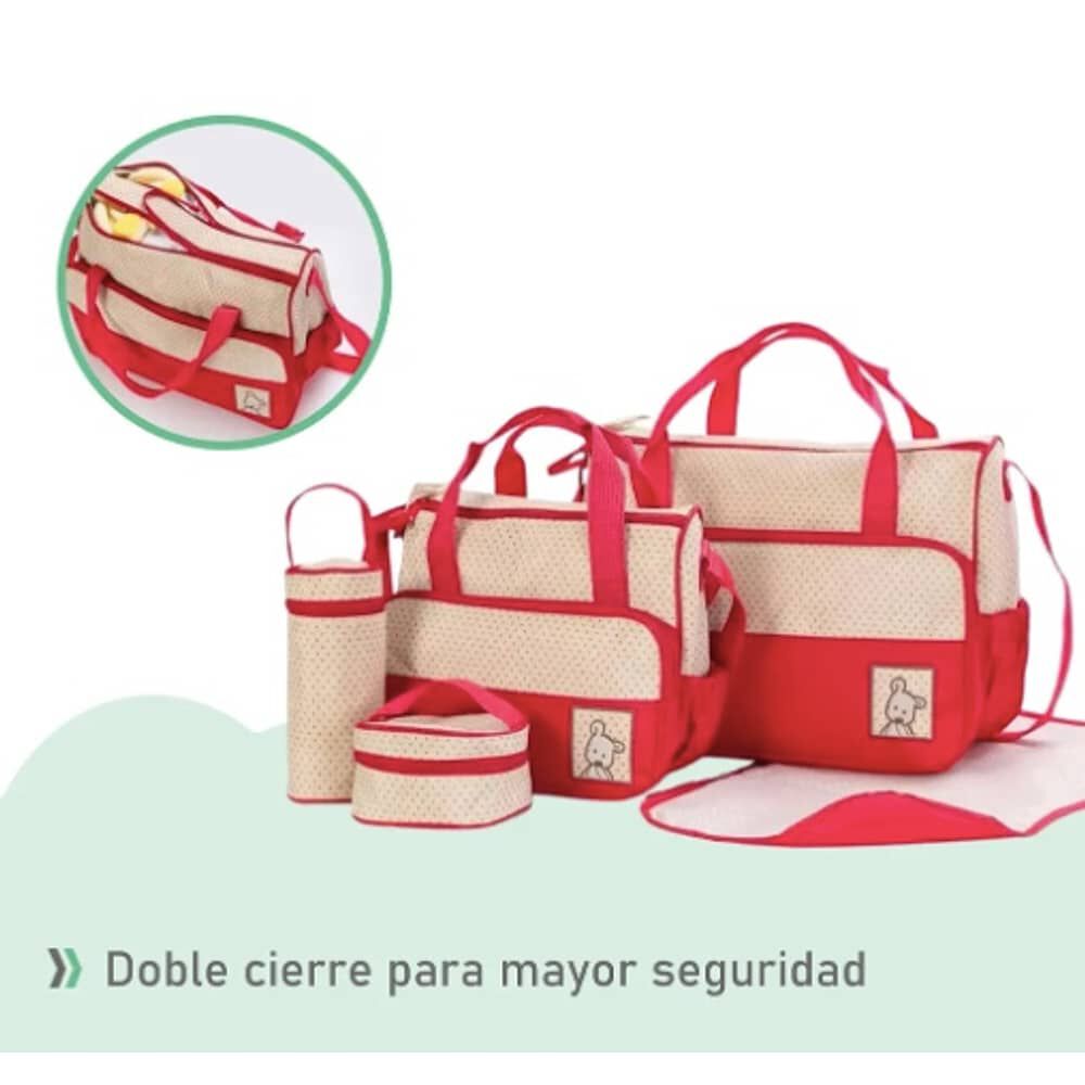 Bolso Maternal 5 Piezas Mudador Rojo image number 2.0