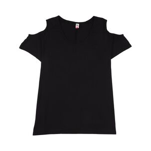 Polera Lisa Manga Corta Con Hombros Descubiertos Cuello Redondo Mujer Sexy Large