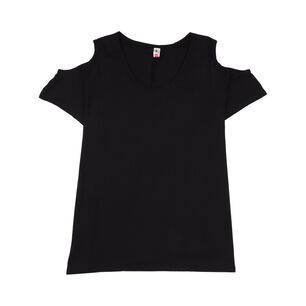Polera Lisa Manga Corta Con Hombros Descubiertos Cuello Redondo Mujer Sexy Large