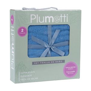 Set 2 Toallas Colorix 380 Grs Caja / Azul Plumetti