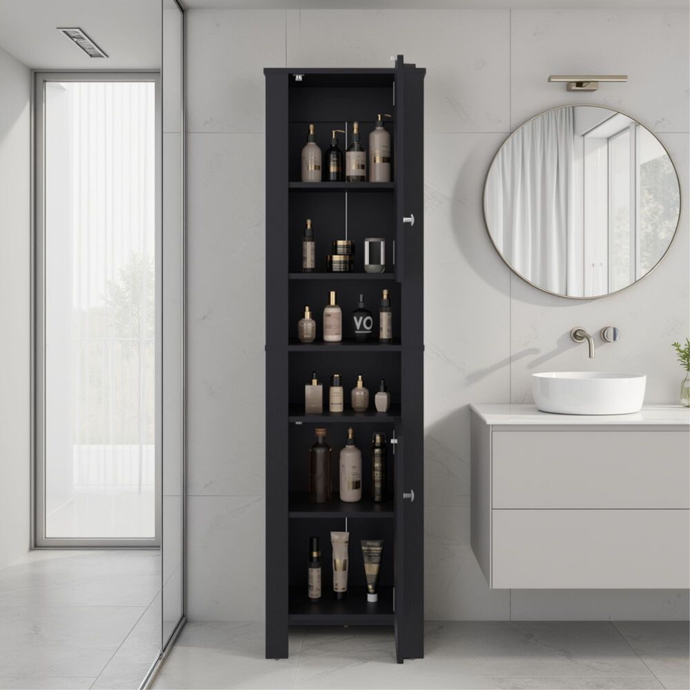 Estante Baño Organizador 2 Puertas Negro image number 6.0