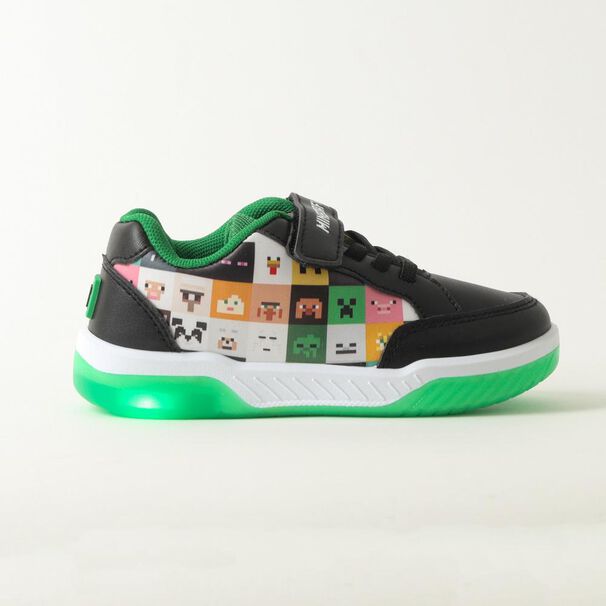 Zapatilla Infantil Con Luces Ni&ntilde;o Minecraft Negro