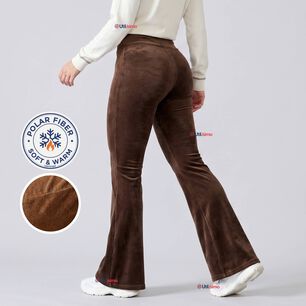Pantal&oacute;n Cotel&eacute; Palazzo Polar Con Chiporro Elasticado T&eacute;rmico Caf&eacute;