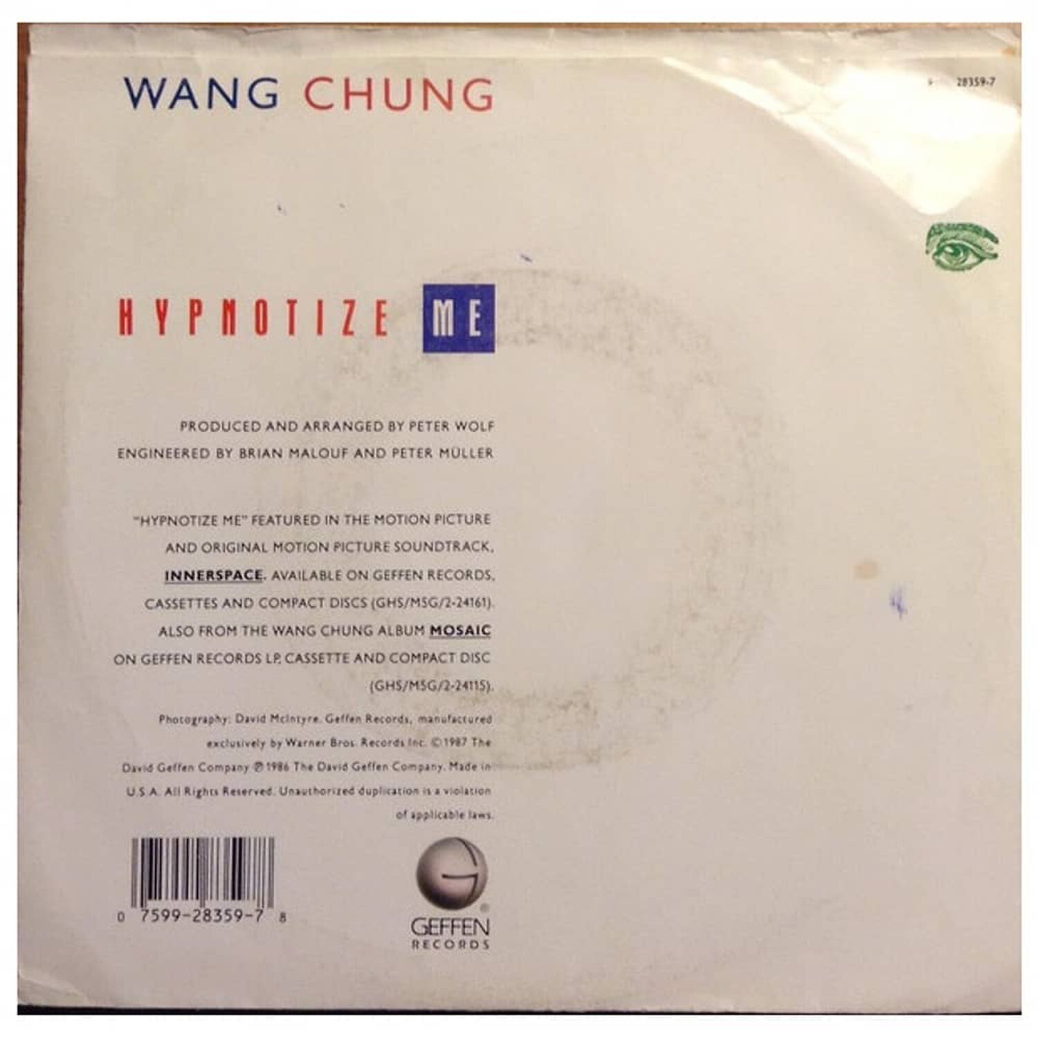 Wang Chung - Hypnotize Me | 7" Single Vinilo Usado image number 1.0