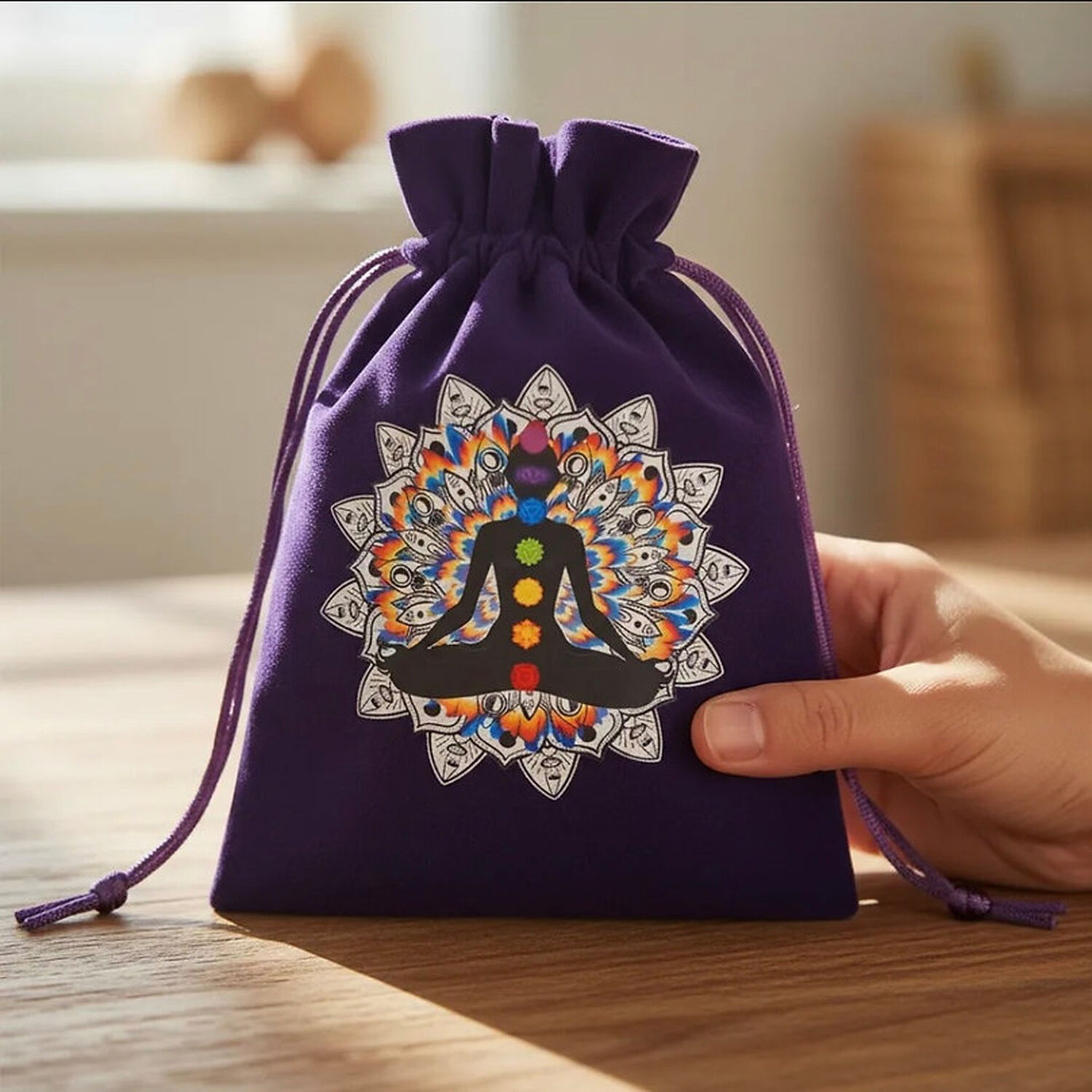 Bolsa De Tarot Y Piedras De Terciopelo 7 Chakras. image number 0.0