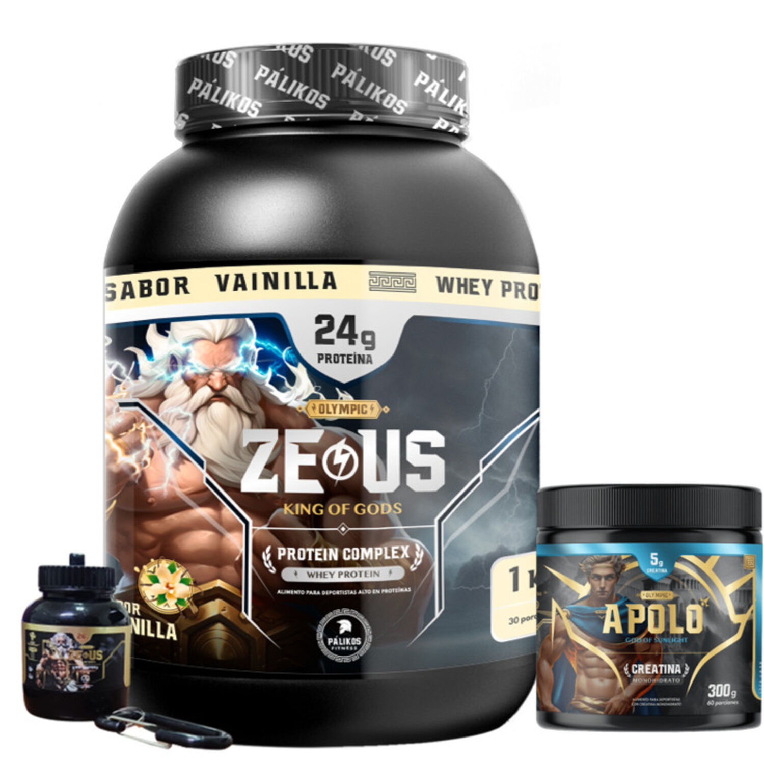 Proteina Zeus Complex 1kg (sabor Vainilla) + Creatina Apolo 300g + Minibottle image number 0.0