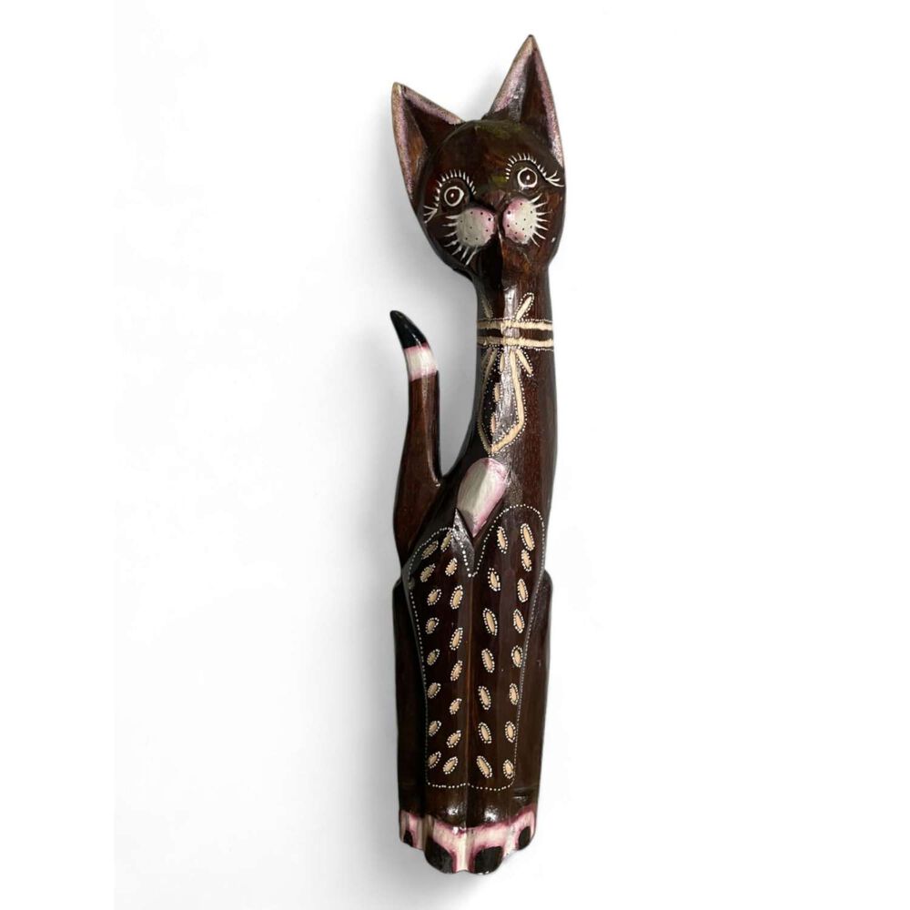 Gato Madera Artesanal 60 Cm Negro image number 0.0