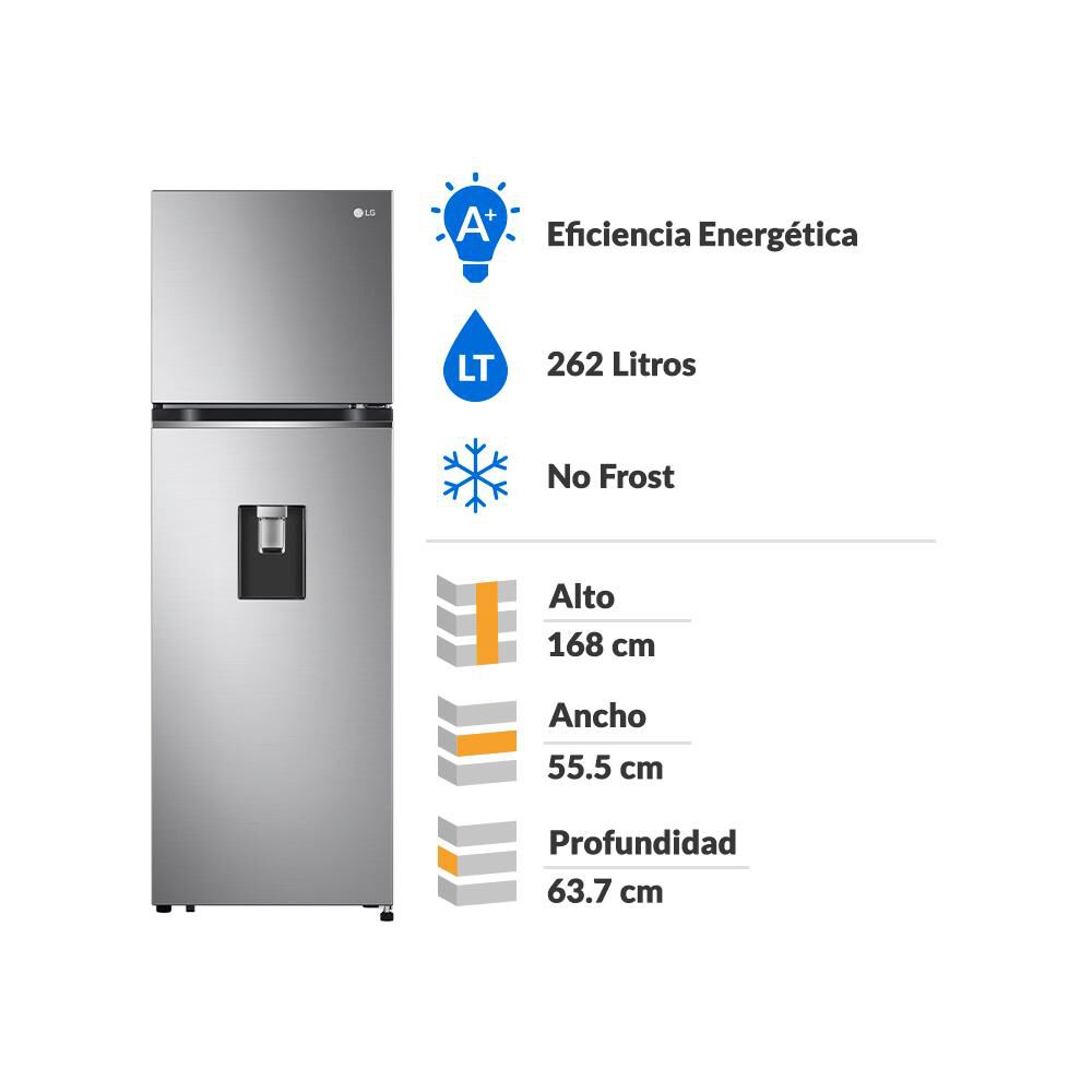 Refrigerador Top Freezer LG VT27WPP / No Frost / 262 Litros / A+ image number 1.0