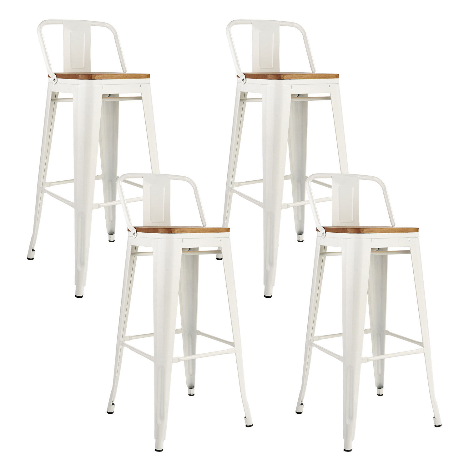 Pack 4 Pisos De Bar Tolix Asiento De Madera Blanco image number 0.0
