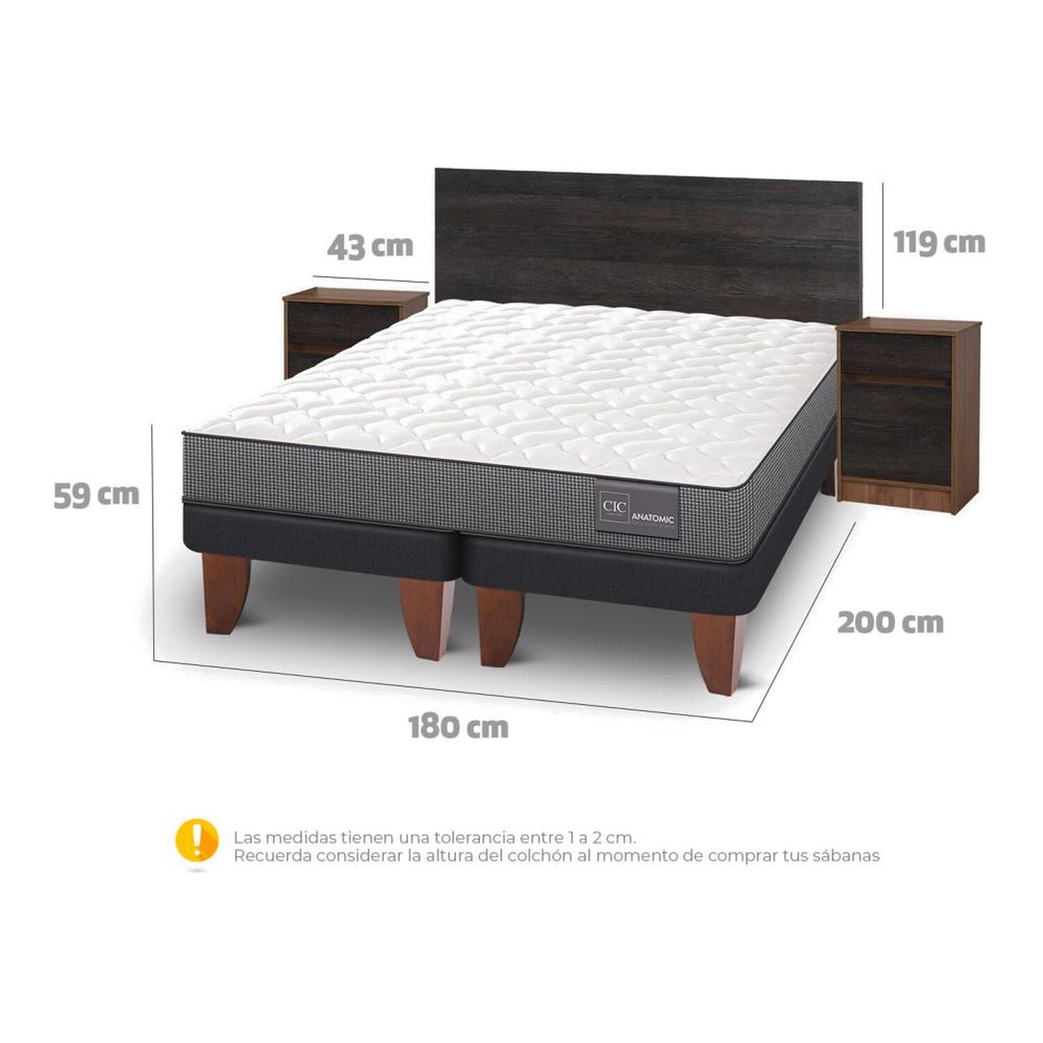 Cama Europea Cic Anatomic / King / Base Dividida + Set De Maderas image number 3.0