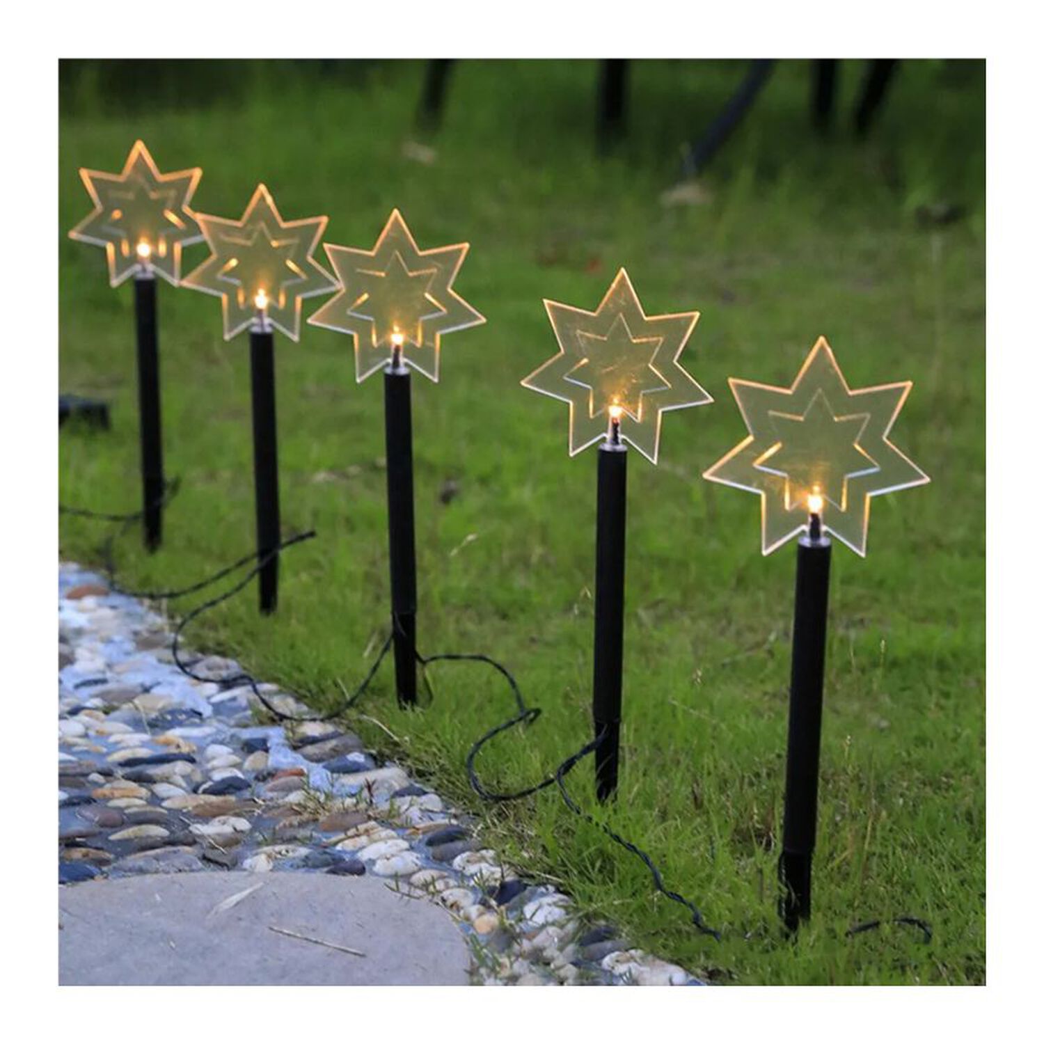 Pack 5 Estacas Luces Solares De Estrellas Para Exteriores image number 1.0