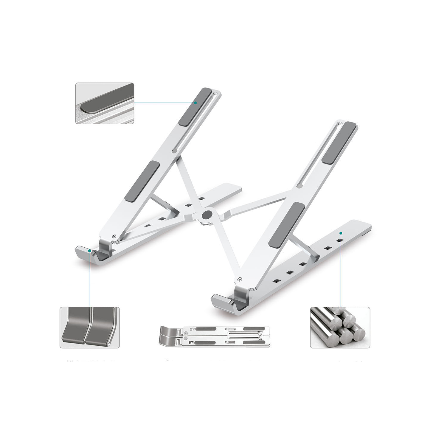 Soporte Plegable Para Notebook Laptop Stand, Met&aacute;lico, 7 Posiciones image number 0.0