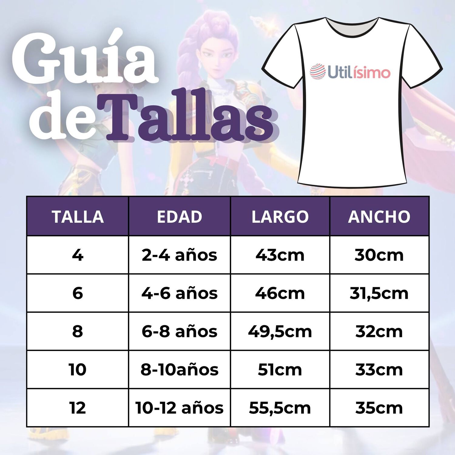 Pack 3 Poleras Huntrix 100% Algod&oacute;n Manga Corta Ni&ntilde;a Huntr/x Demon Hunters Rumi Mira Zoey image number 2.0