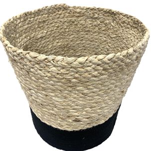 Canasto Fibra Y Algodón Negro 35x36cm