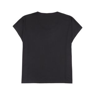 Polera Lisa Manga Corta Cuello Redondo Con Aplicaci&oacute;n Lace Mujer Sexy Large