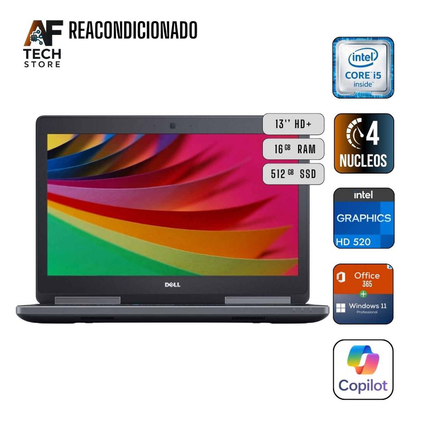 Notebook Dell 7280 I5 6th 16gb 512gb - Win11+office - Reacondicionado Profesional