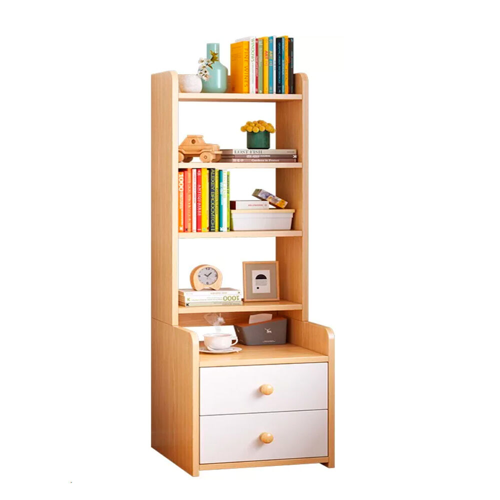 Estantería De Madera Para Libros, Estantería Abierta, Organizador De Almacenamiento Independiente Con Cubos Estante De Exhibicion De Pie Para El