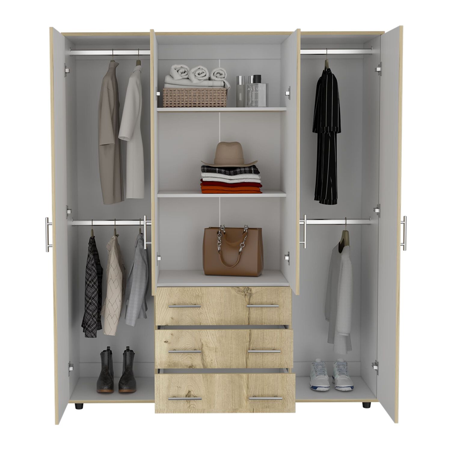 Closet 4 Puertas Caf&eacute; Claro Y Blanco 179x150x49,3 Cm image number 2.0