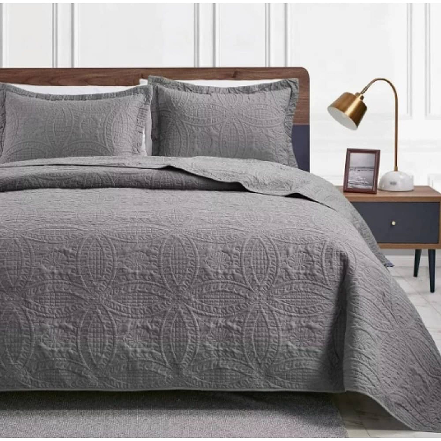 Cubrecama Quilt Reversible King Gris image number 3.0