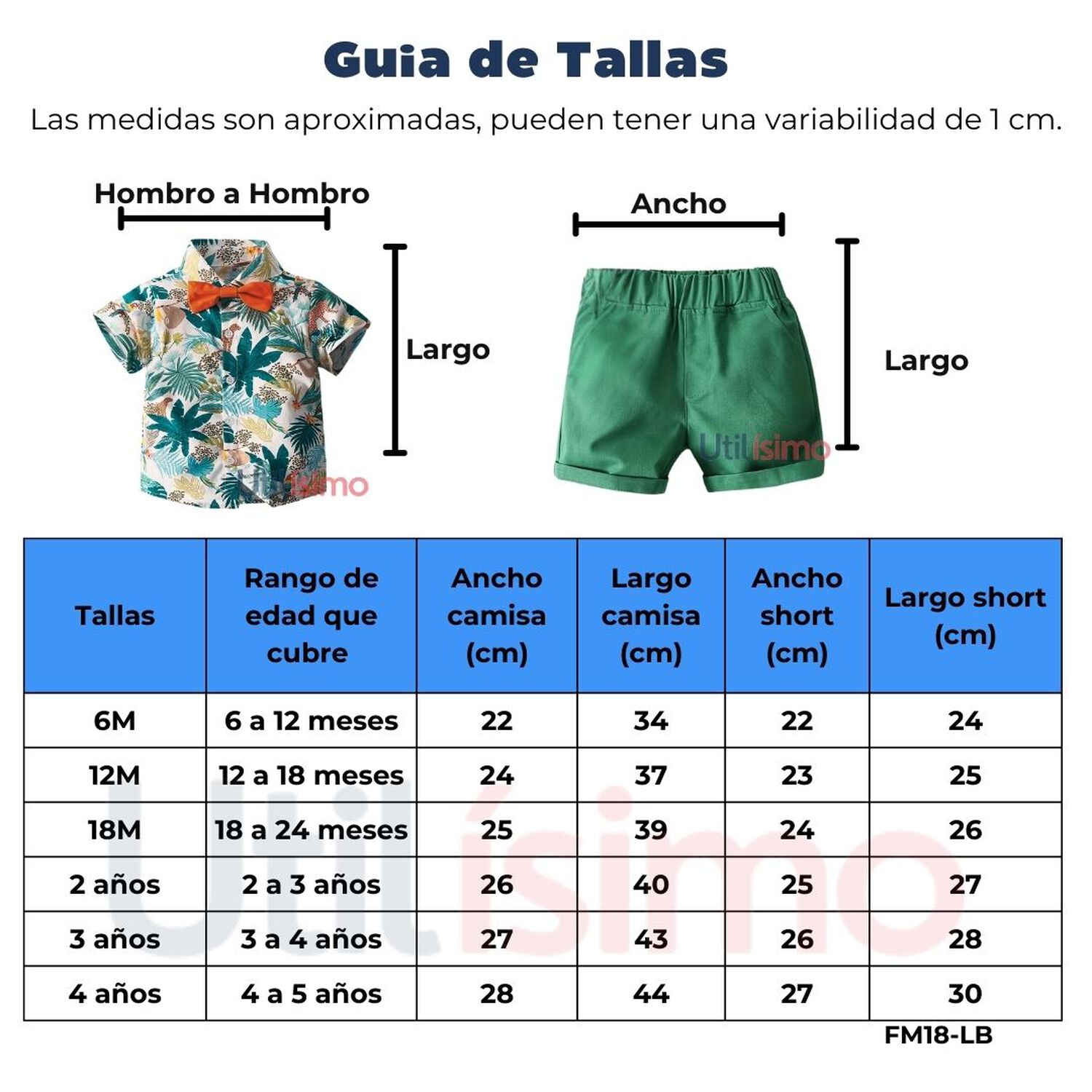 Conjunto De Vestir Hawaiano Manga Corta Ni&ntilde;o 1 A 5 A&ntilde;os Marr&oacute;n Hawaiano image number 2.0